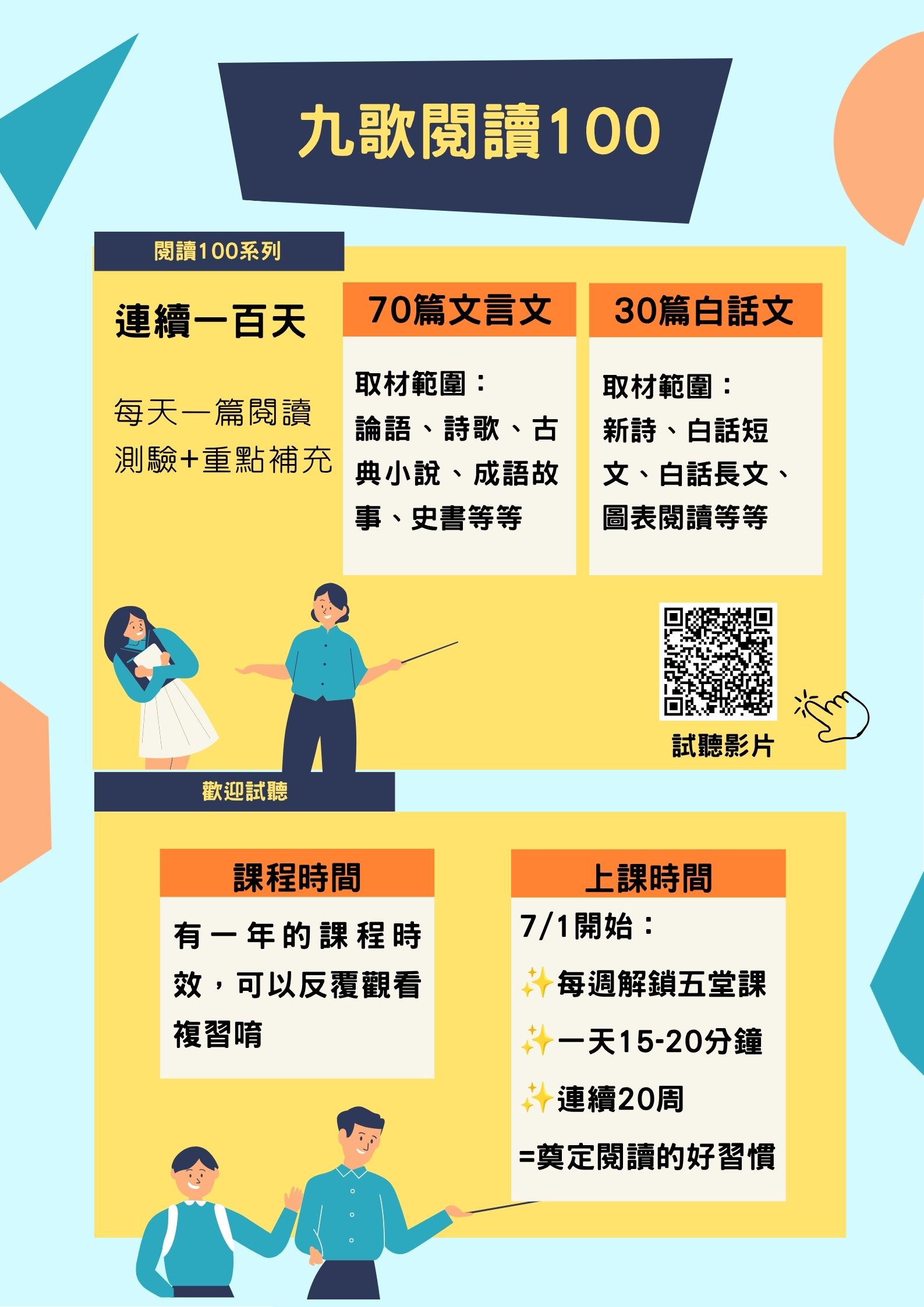 藍色 橘色與黃色 插圖說明 計算測量形狀 海報 (1)